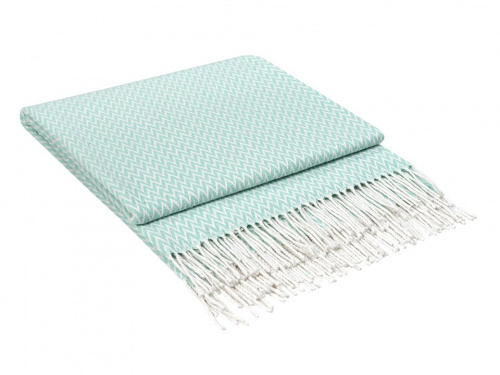 Плед Cotton хлопковый с бахромой мятный 140*220